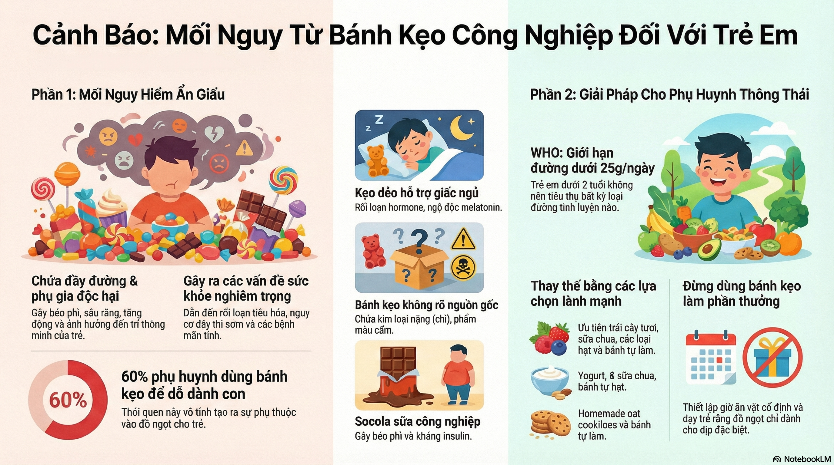 Báo cáo về thành phần và tác động của bánh kẹo công nghiệp đến sức khỏe trẻ em dưới 6 tuổi